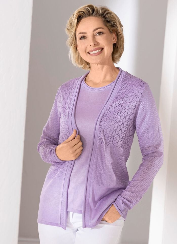 Strick-Twinset mit Mustermix FLIEDER
