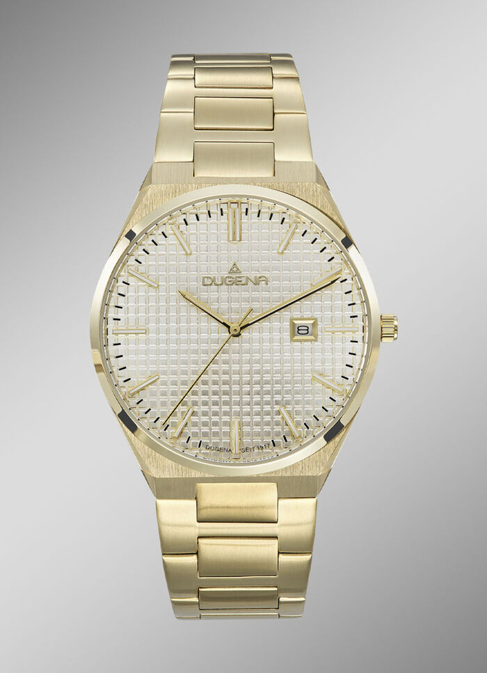 Dugena-Quartz-Herrenuhr mit Edelstahlbandgehäuse 