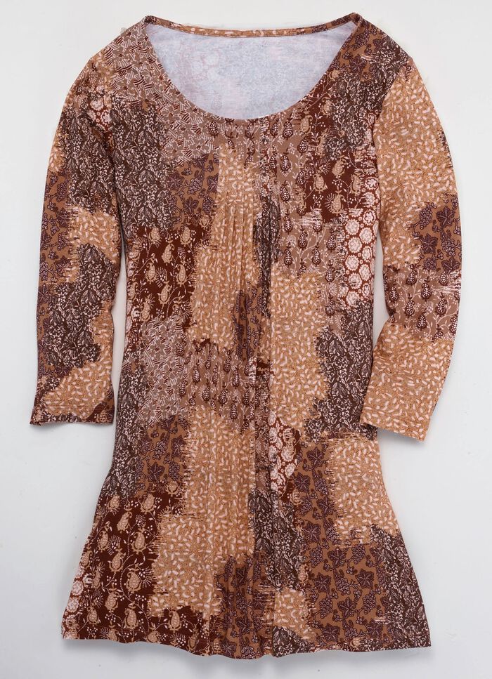 Longshirt mit F&auml;ltelung im Vorderteil in 3 Farben 