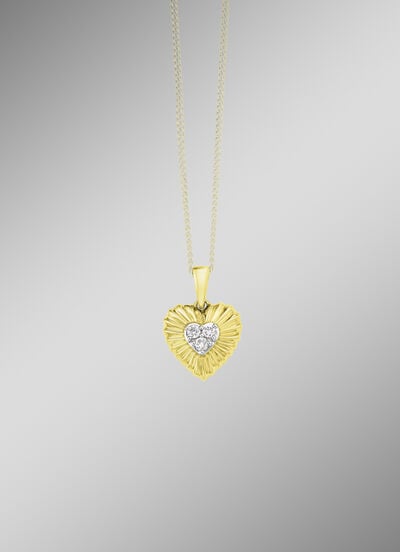 Herz-Anhänger in Bicolor mit 3 Brillanten 