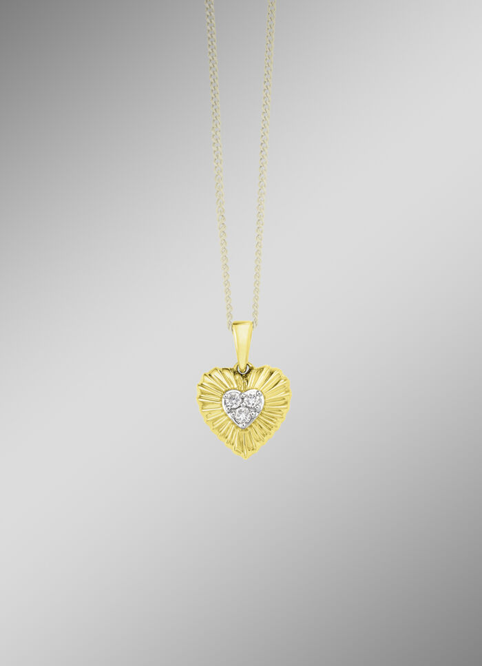 Herz-Anhänger in Bicolor mit 3 Brillanten 