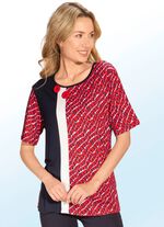 Allover gemustertes Shirt mit Zierkn&ouml;pfen 