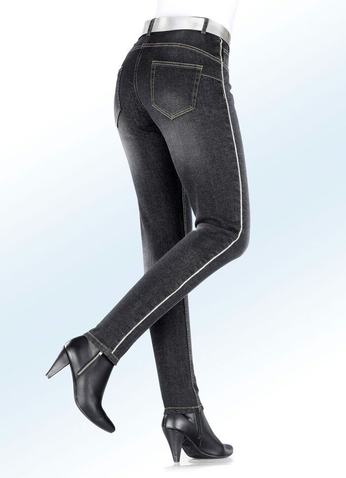 Jeans mit funkelndem Zierband SCHWARZ