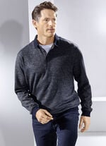 Poloshirt mit Strickkragen MARINE MELIERT