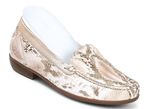 Waldl&auml;ufer Mokassin-Slipper mit Reptilpr&auml;gung ECRU-GOLD