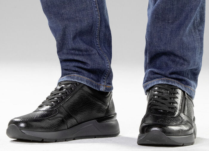 GINO GALANTE, klassische Herren-Sneaker, mit Reißverschluss SCHWARZ