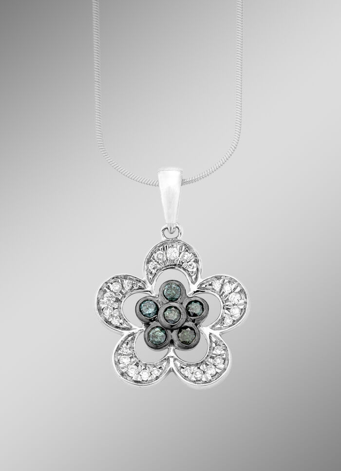 Anh&auml;nger im Blumen-Design mit Brillanten und Diamanten 