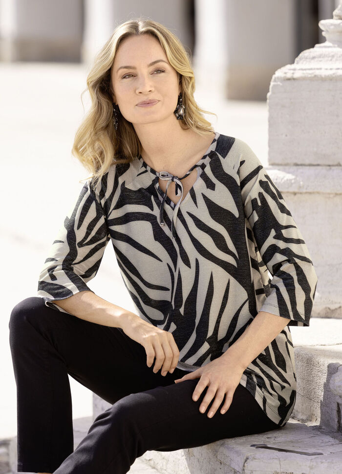 Shirt mit silberfarbenem Effektgarn 