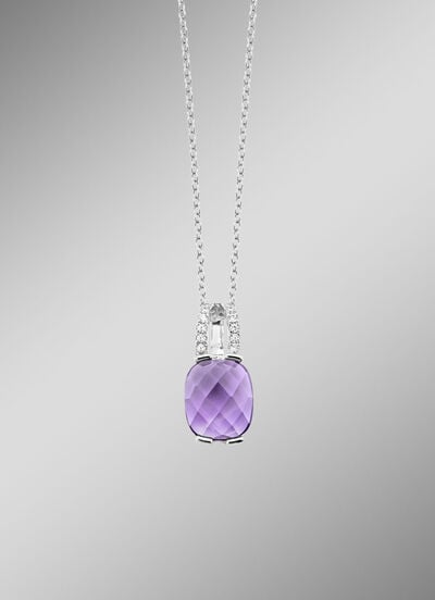 Zauberhafte Eleganz: Anhänger mit echt Amethyst und Ankerkette 