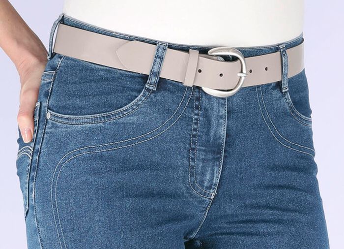 Modischer Damen-G&uuml;rtel aus Leder, 3,5 cm breit TAUPE