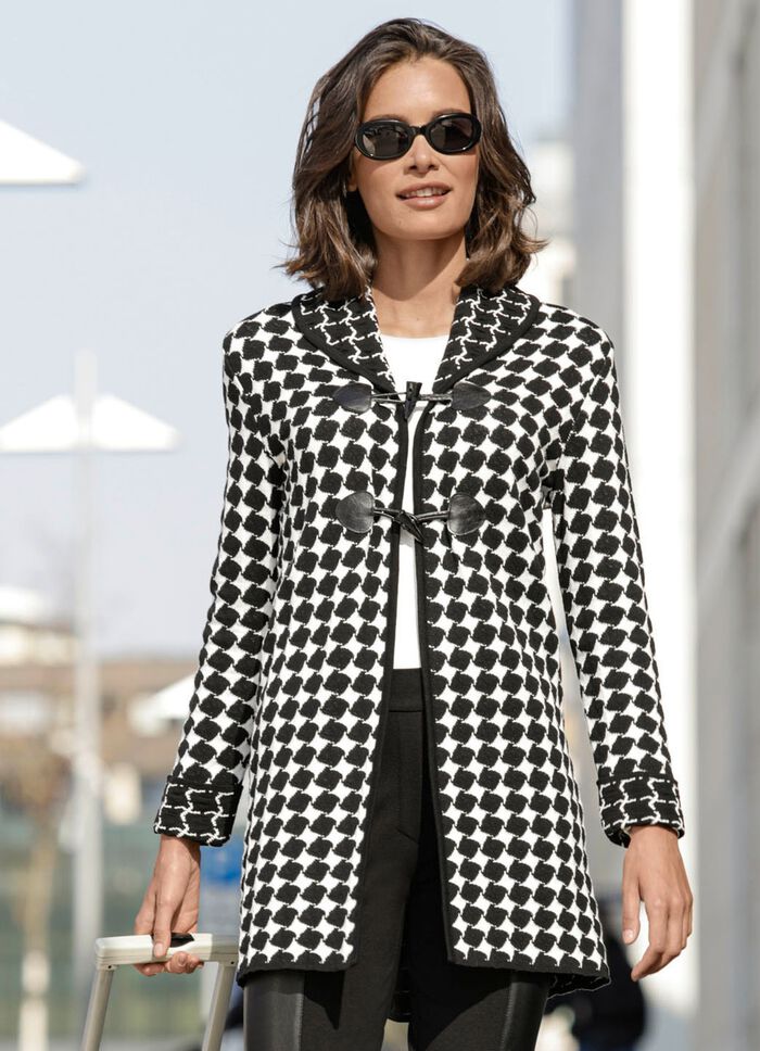 Strickmantel in hochwertigem Jacquard 