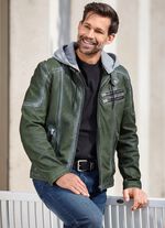 Lederkurzjacke mit Kapuze 