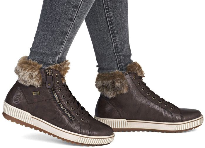 Remonte, gef&uuml;tterte Damen-Boots, Winterschuhe, Weite G, mit herausnehmbarem Fu&szlig;bett DUNKELBRAUN