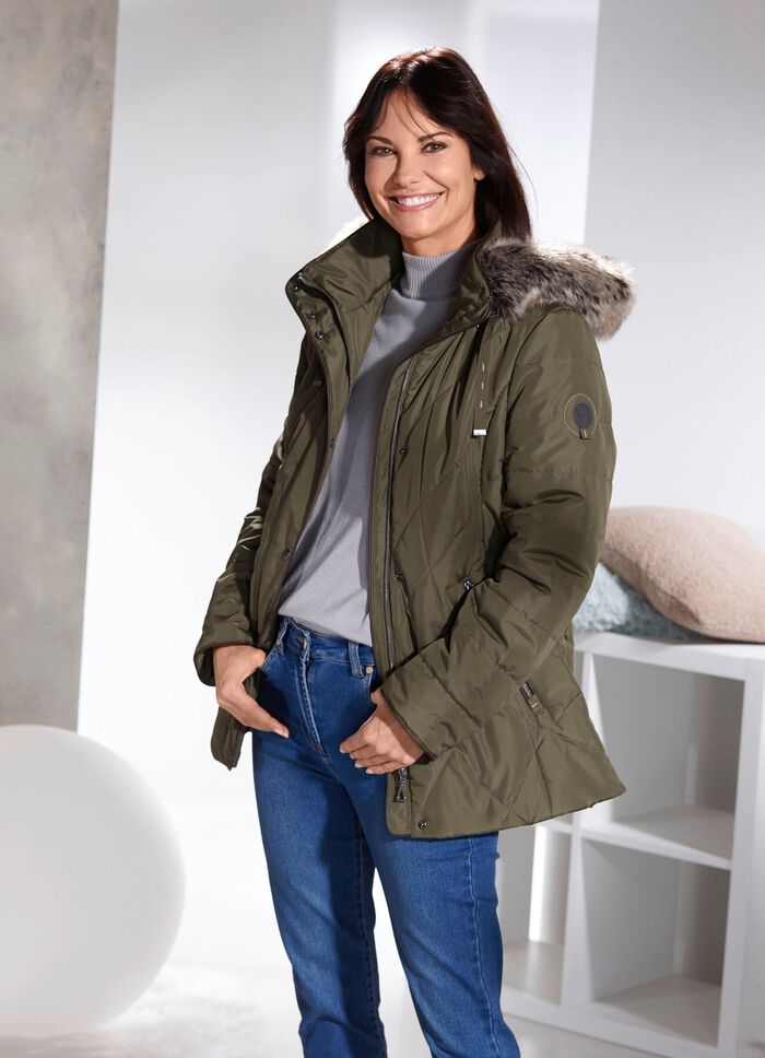 Jacke mit abnehmbarer Kunstpelz-Besatz 