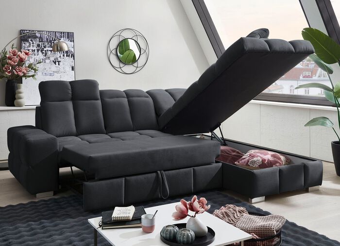 Polsterecke mit Funktion und verstellbaren Kopfst&uuml;tzen ANTHRAZIT