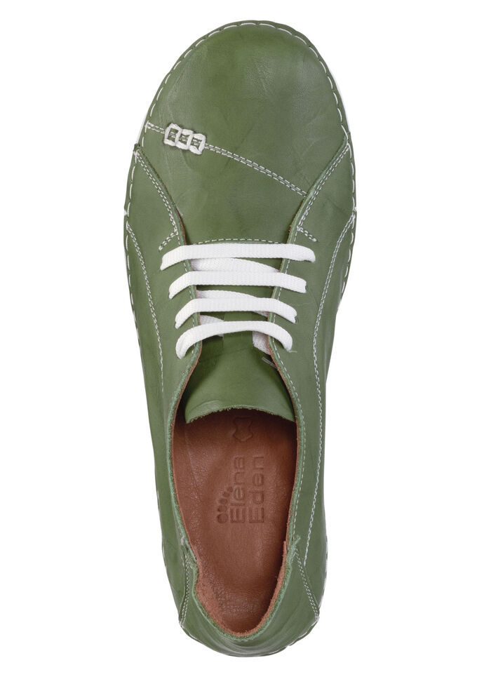 ELENA EDEN Schnürschuh mit Knitter-Struktur und Zier-Nähten GRÜN