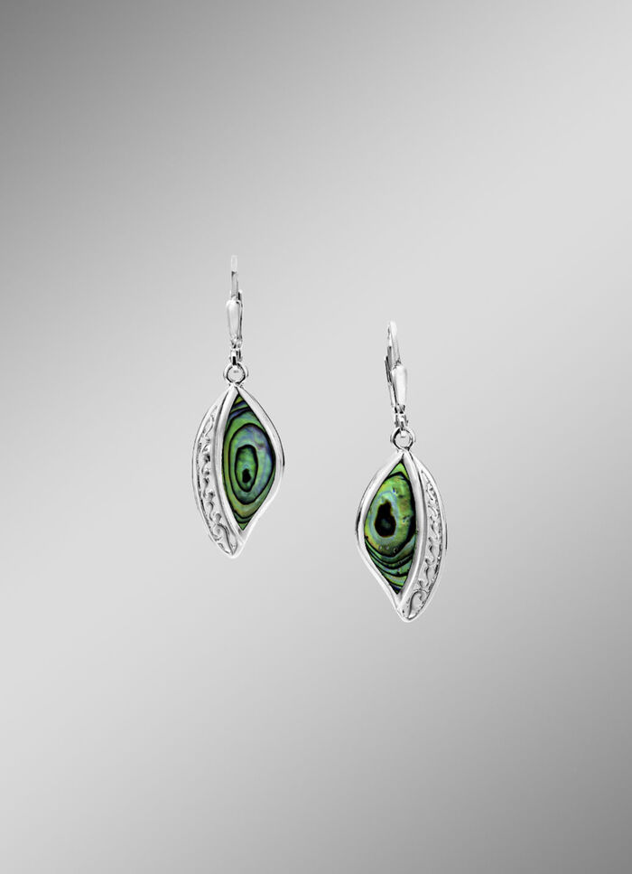 Elegane Ohrringe aus Silber mit echtem Abalone-Perlmutt 
