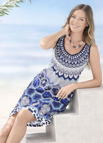 Laurina Kleid mit platziertem Druckdessin, breite Träger 