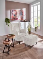 Ohrenbackensessel mit Hocker CREME