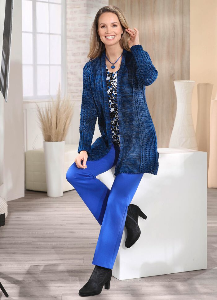 Long-Strickjacke aus Melangegarn 