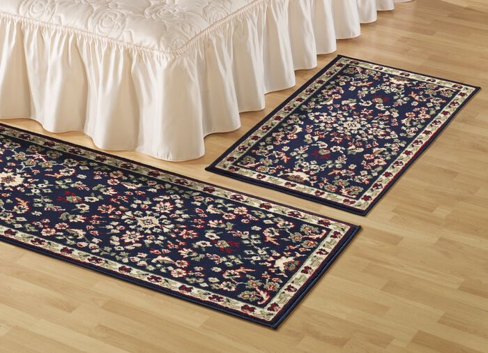 Ansprechende Teppiche, Br&uuml;cken und Bettumrandung BLAU