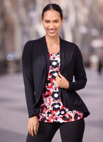 Shirt in abgerunderter Jackenoptik  SCHWARZ-ROT-ROSÉ