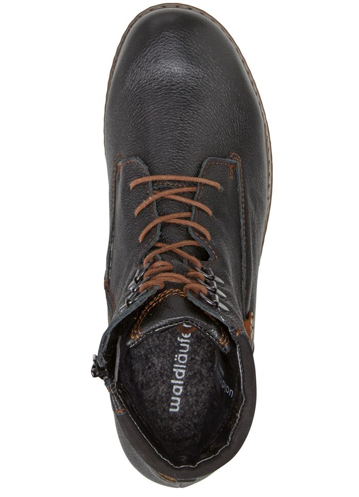 Waldl&auml;ufer Schn&uuml;r-Stiefelette mit Warmfutter aus reiner Baumwolle SCHWARZ