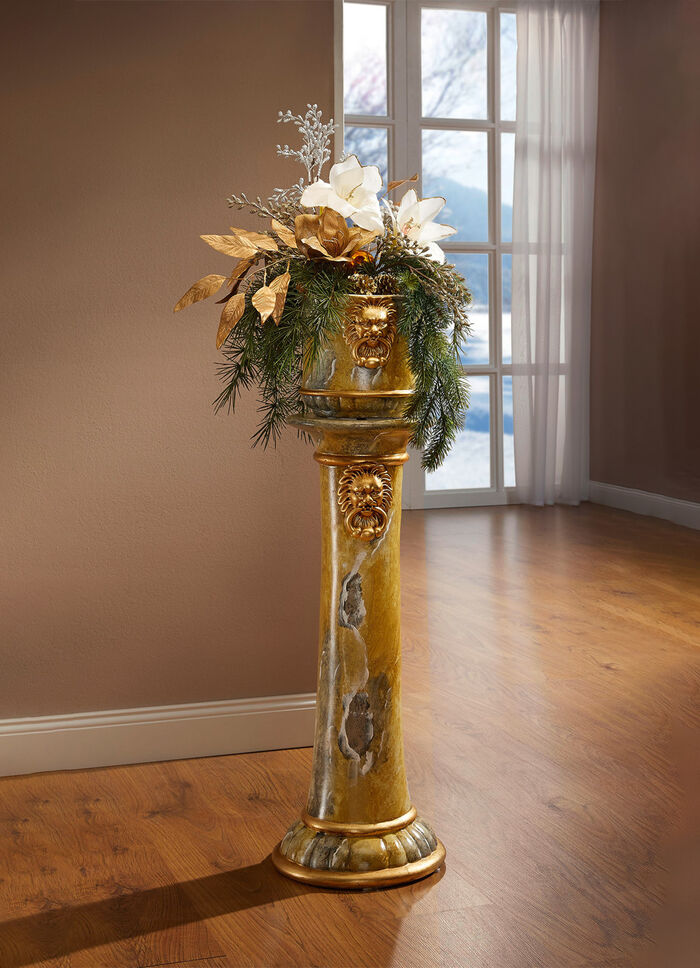 Handbemalte S&auml;ule mit &Uuml;bertopf 