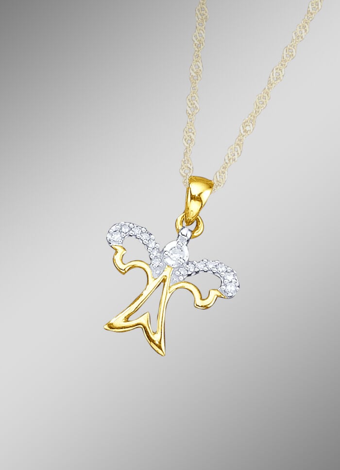 Schutzengel-Anhänger mit 15 Diamanten 
