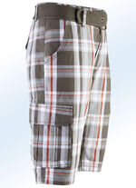 Bermudas mit G&uuml;rtel und Cargotaschen in 2 Farben OLIV-WEISS
