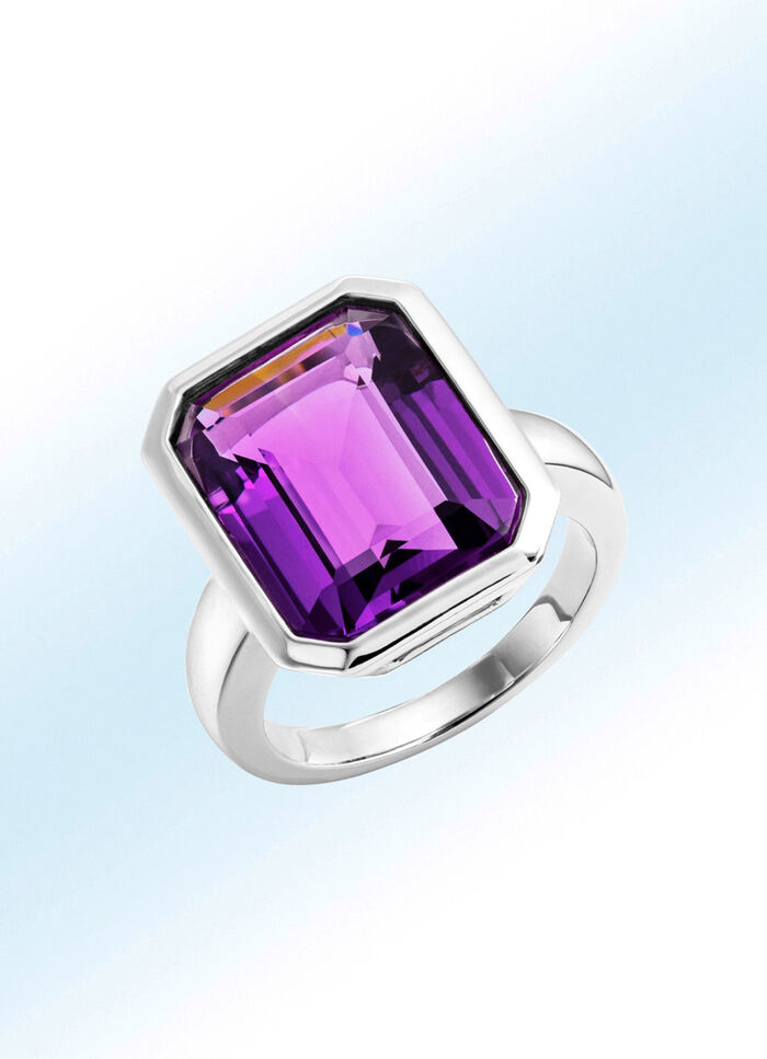 Moderner Damenring mit echt Amethyst 