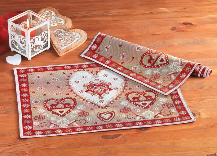 Gobelin-Platzset, 2-teilig ROT-BUNT