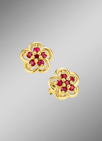 Vergoldete Ohrstecker mit echt Rubin 