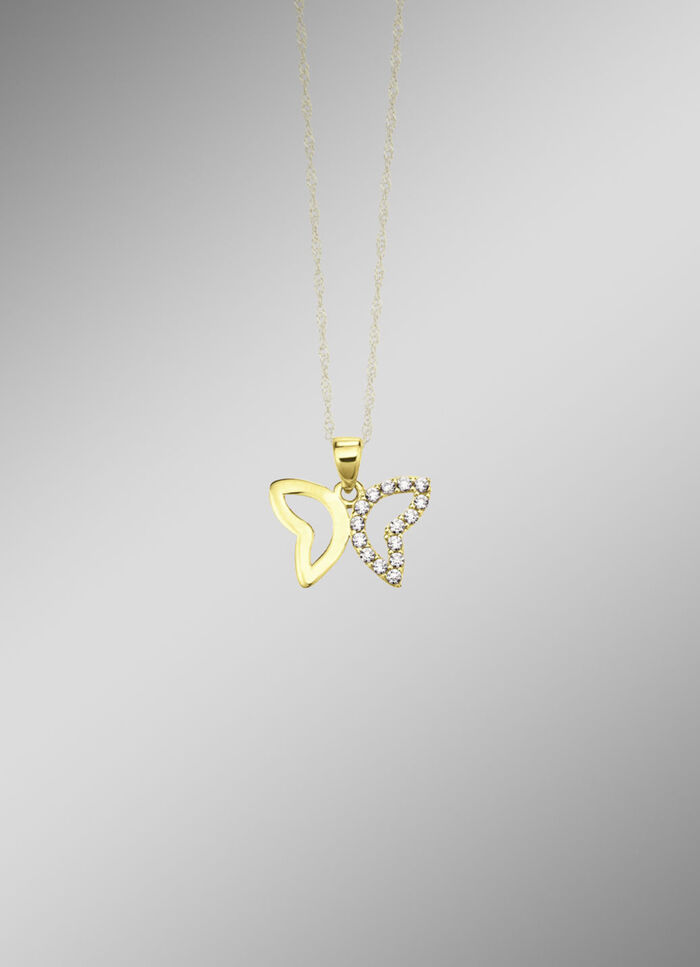 Filigraner Schmetterlings-Anhänger mit synth. Zirkonia 