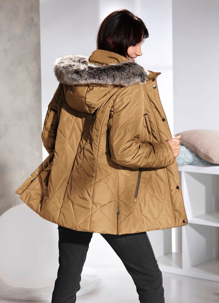 Jacke mit abnehmbarer Kunstpelz-Besatz SENF