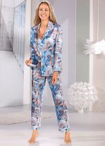 Satin-Schlafanzug von Laurina, durchgekn&ouml;pft 