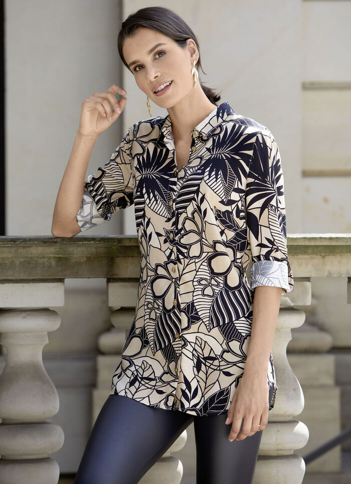 Longbluse mit Manschettenärmeln 