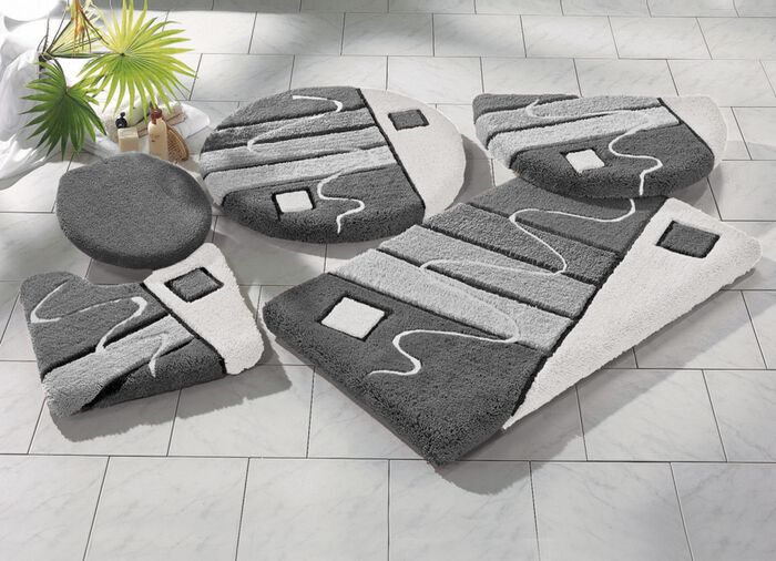 Barfu&szlig;weiche Badgarnitur in harmonischen Farbt&ouml;nen GRAU-WEISS