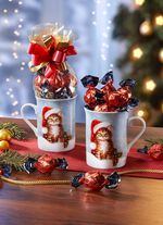 Gef&uuml;llte Kaffeebecher aus Porzellan mit Weihnachts-K&auml;tzchen-Motiv 