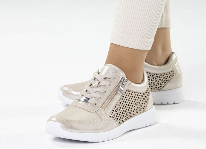 ELENA EDEN, sommerliche Damen-Sneaker, Weite G, mit herausnehmbarem Fußbett MATTGOLD