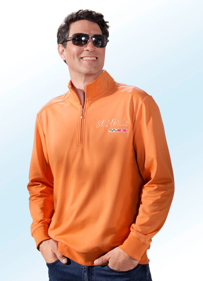 Sweatshirt mit Lupetto-Kragen in 2 Farben ORANGE