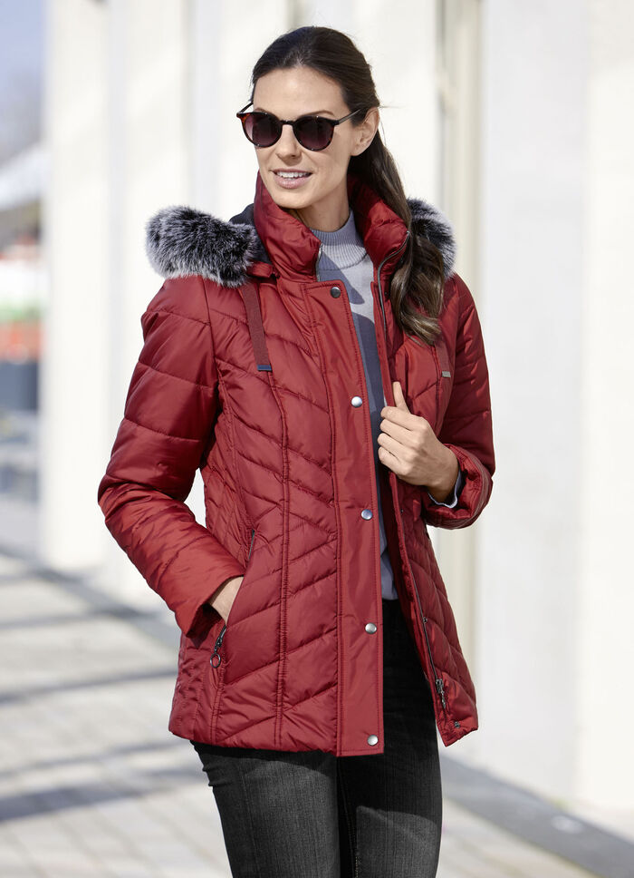 Jacke mit abnehmbarem Kunstpelz-Besatz 