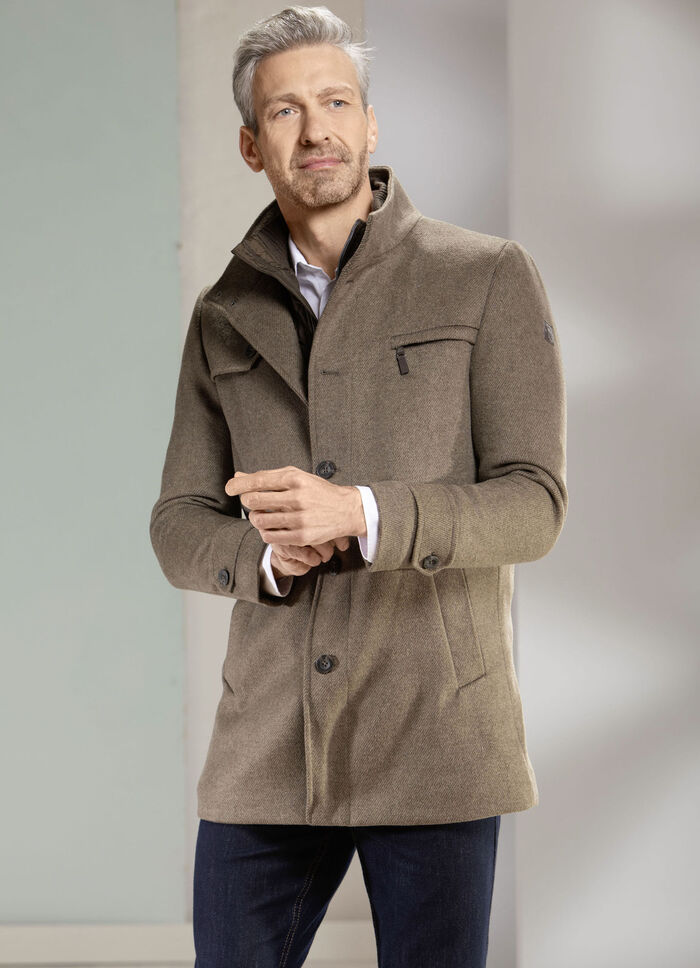 Mantel in 2 Farben HELLBRAUN MELIERT