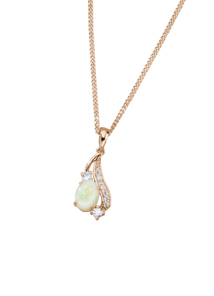 Anhänger mit Singapurkette, echt Opal und synth. Zirkonia 