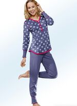 Schlafanzug, Langarm mit Knopfleiste und B&uuml;ndchen IRIS-BUNT