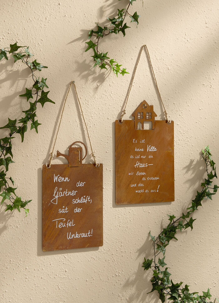 Schrifttafel aus Stahlblech 