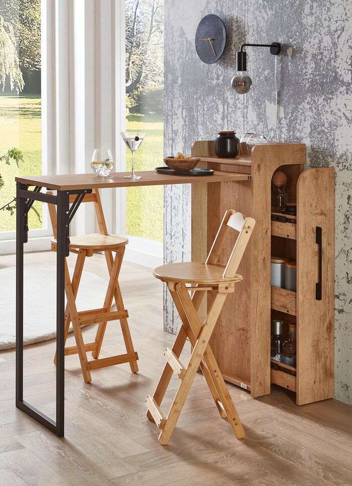 Wand-Klapptisch auf pulverbeschichteten Metallgestell 