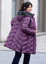 Kurzmantel mit abnehmbarem Kunstpelz-Besatz PURPLE