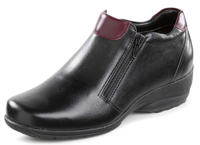 ELENA EDEN, gef&uuml;tterte Damen-Boots, Winterschuhe, Weite H, mit Lammfell SCHWARZ-BORDEAUX