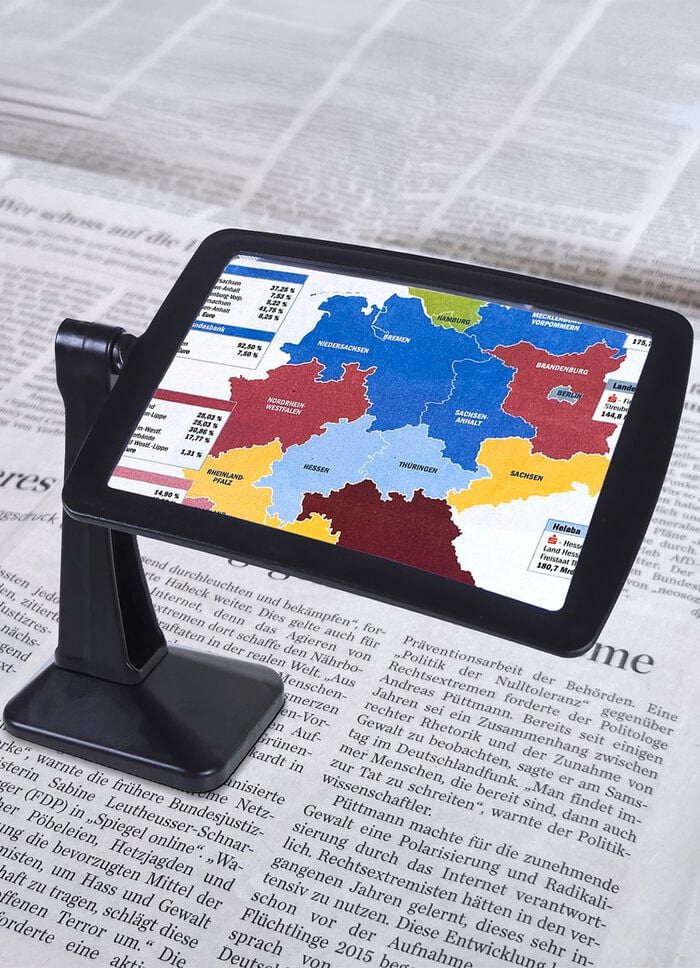 360&deg; drehbare Lupe mit Standfu&szlig; und 3-facher Vergr&ouml;&szlig;erung 